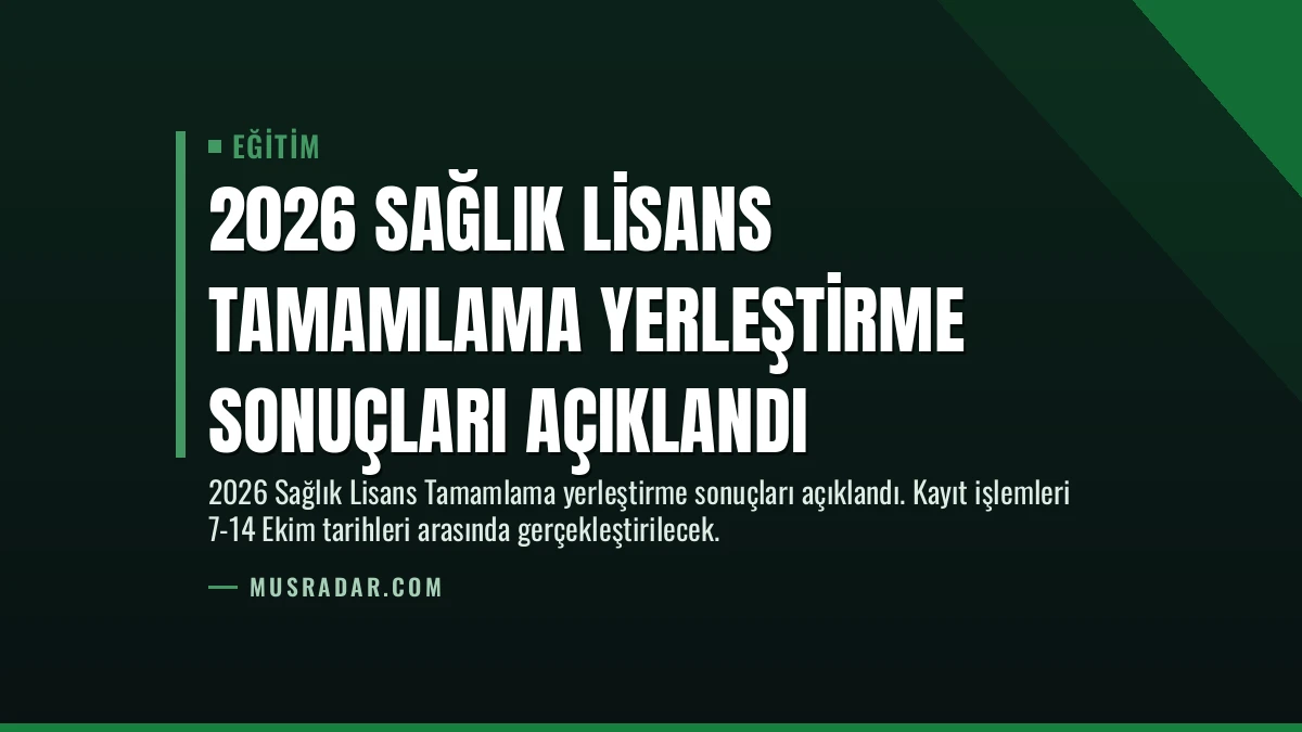 2026 Sağlık Lisans Tamamlama Yerleştirme Sonuçları Açıklandı