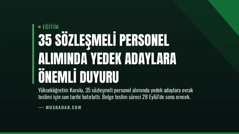 35 Sözleşmeli Personel Alımında Yedek Adaylara Önemli Duyuru