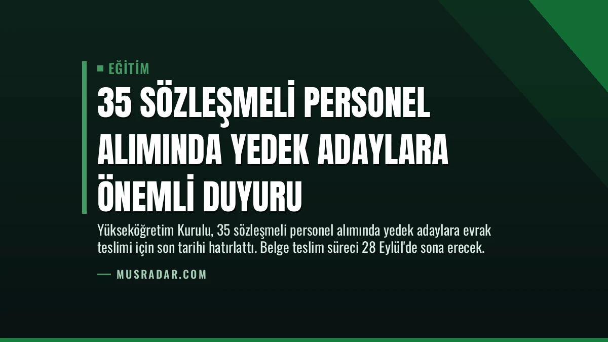 35 Sözleşmeli Personel Alımında Yedek Adaylara Önemli Duyuru