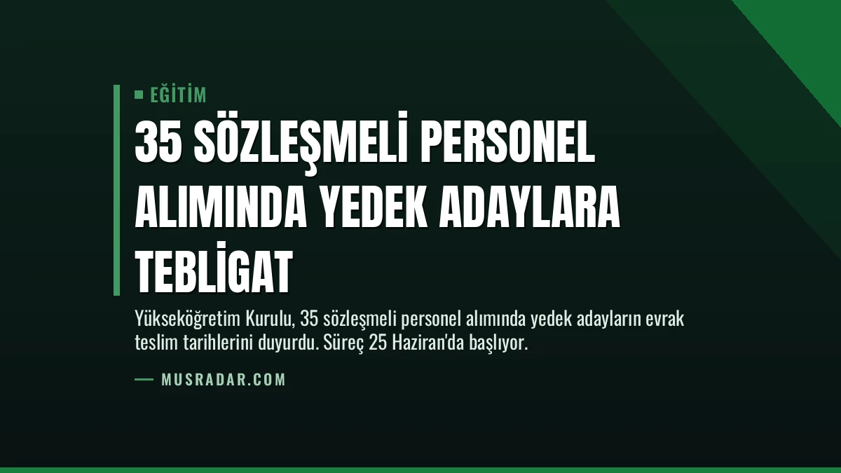 35 Sözleşmeli Personel Alımında Yedek Adaylara Tebligat