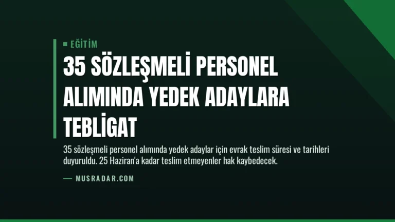 35 Sözleşmeli Personel Alımında Yedek Adaylara Tebligat