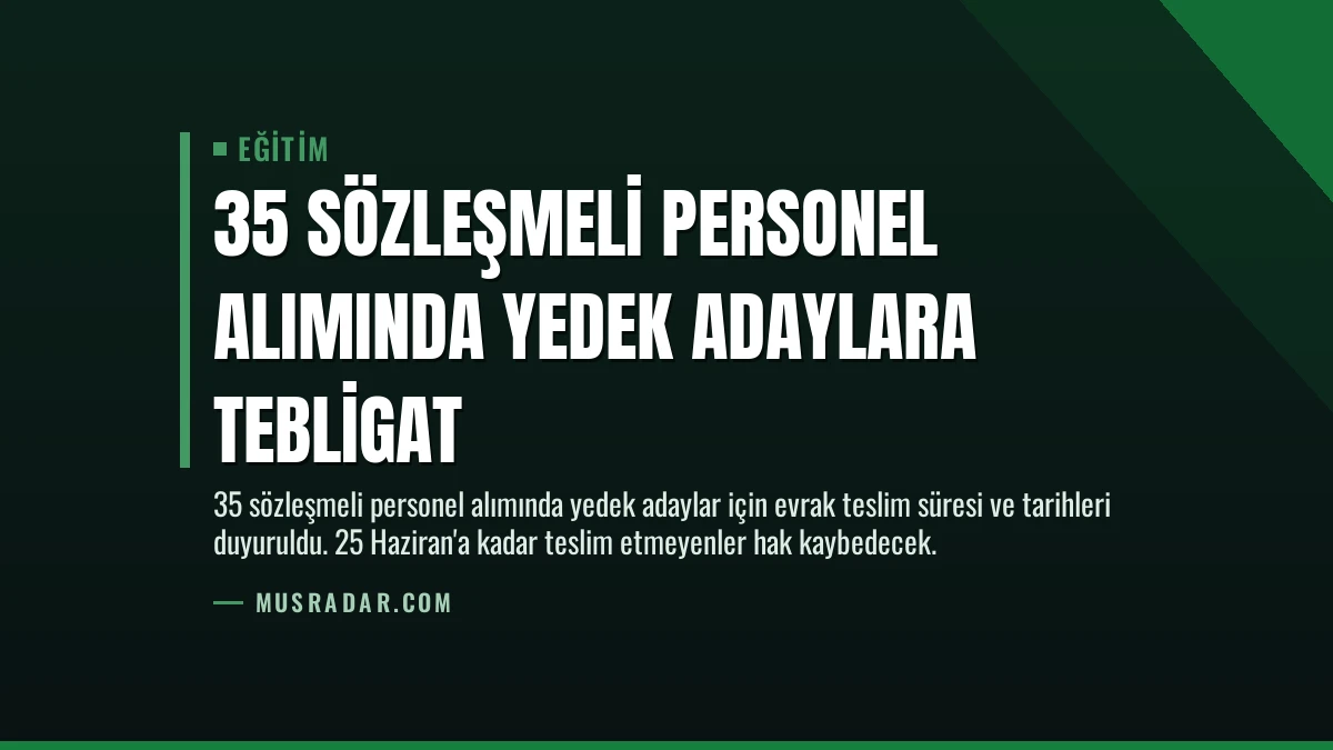 35 Sözleşmeli Personel Alımında Yedek Adaylara Tebligat