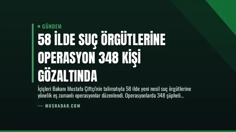 58 İlde Suç Örgütlerine Operasyon 348 Kişi Gözaltında