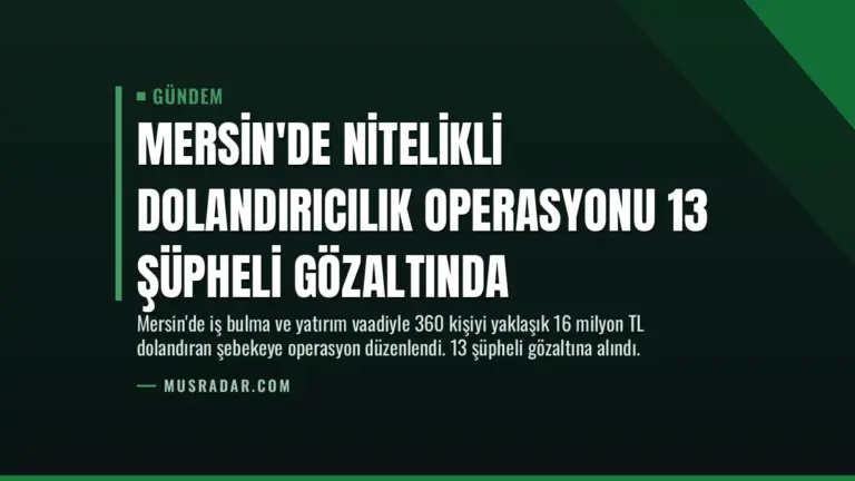 Mersin’de Nitelikli Dolandırıcılık Operasyonu 13 Şüpheli Gözaltında