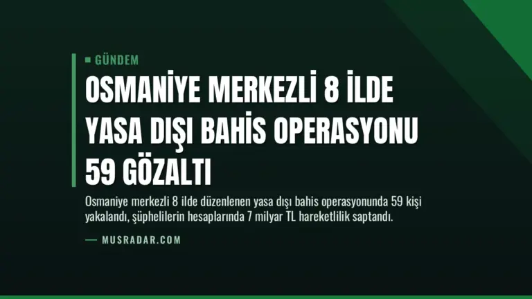 Osmaniye Merkezli 8 İlde Yasa Dışı Bahis Operasyonu 59 Gözaltı