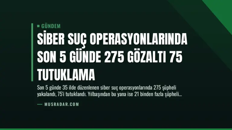 Siber Suç Operasyonlarında Son 5 Günde 275 Gözaltı 75 Tutuklama