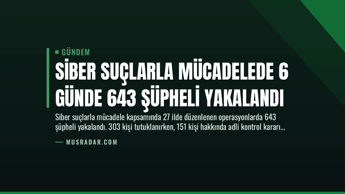 Siber Suçlarla Mücadelede 6 Günde 643 Şüpheli Yakalandı