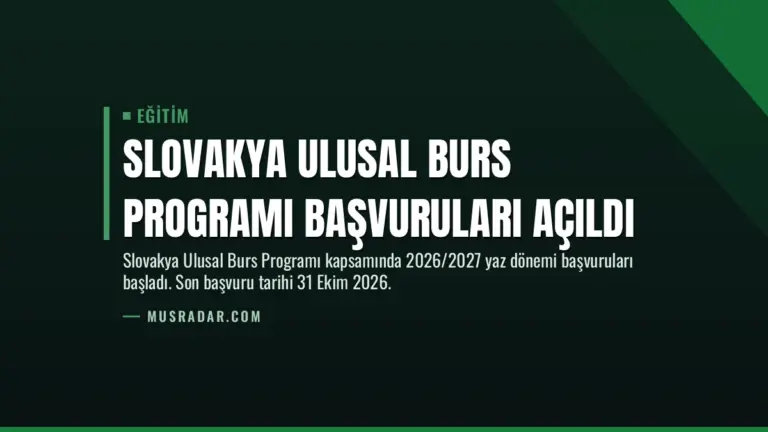 Slovakya Ulusal Burs Programı Başvuruları Açıldı