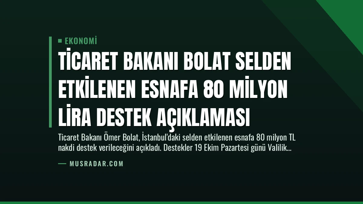 Ticaret Bakanı Bolat Selden Etkilenen Esnafa 80 Milyon Lira Destek Açıklaması