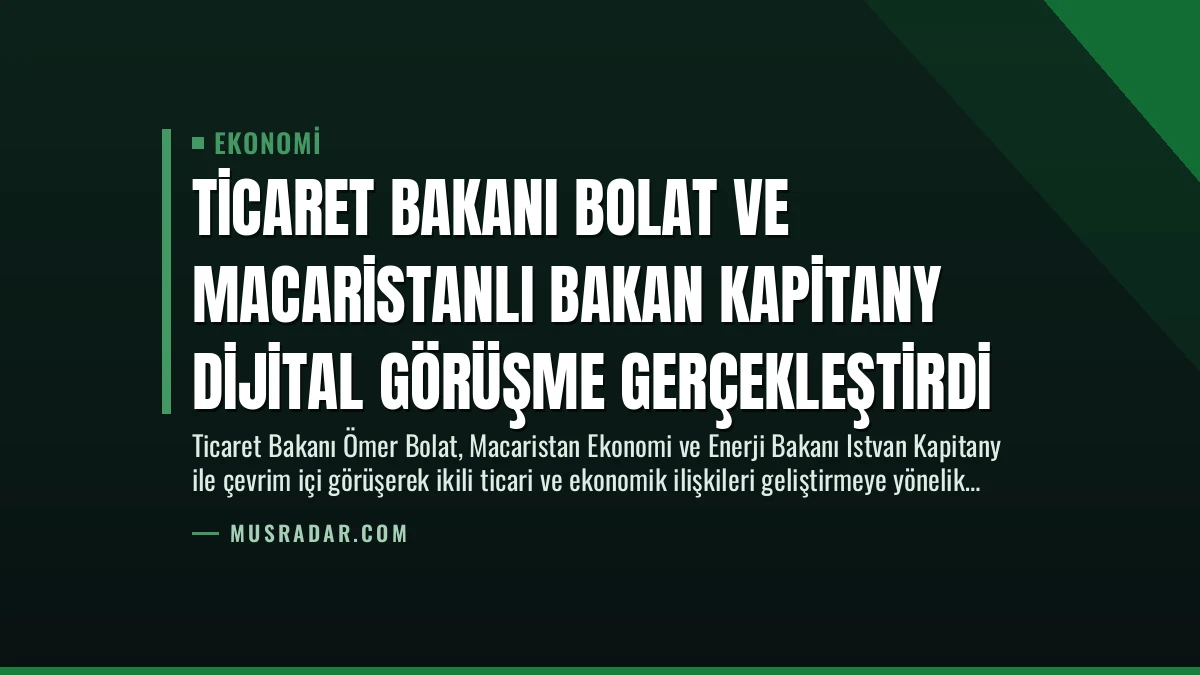 Ticaret Bakanı Bolat ve Macaristanlı Bakan Kapitany Dijital Görüşme Gerçekleştirdi