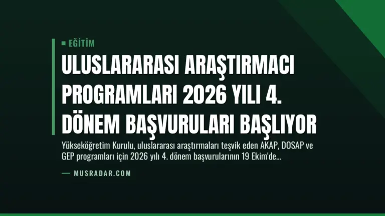 Uluslararası Araştırmacı Programları 2026 Yılı 4. Dönem Başvuruları Başlıyor