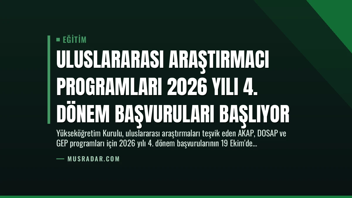 Uluslararası Araştırmacı Programları 2026 Yılı 4. Dönem Başvuruları Başlıyor